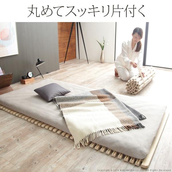 通気性2倍で丸めて収納-みやび格子-すのこベッド シングル ロールタイプ 桐 天然木 すのこマット 折りたたみベッド 省スペース 快眠 除湿 調湿_2