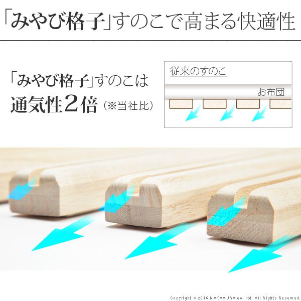 通気性2倍で丸めて収納-みやび格子-すのこベッド シングル ロールタイプ 桐 天然木 すのこマット 折りたたみベッド 省スペース 快眠 除湿 調湿_4