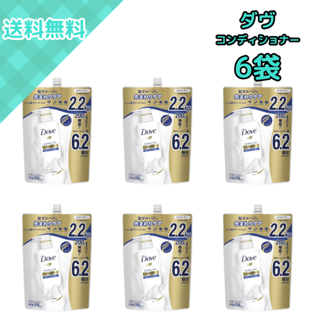 6袋 ダヴ モイスチャーケア シャンプー 詰替え用 2.2kg 大容量 低刺激 うるおい成分 モイスチャーミルクEX 配合 乾燥 ダメージ 髪 爪通り なめらか さらさら 家族用 コスパ 保湿 日本製 ユニリーバ