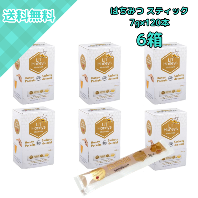 6箱 はちみつ スティック 7g×120本 BeeMaid リルハニーズ  カナダ産 純粋はちみつ 個包装 スティックタイプ 使い切り 小分け 便利 携帯用 ティー コーヒー ヨーグルト パン デザート 料理用 業務用 大容量 コストコ