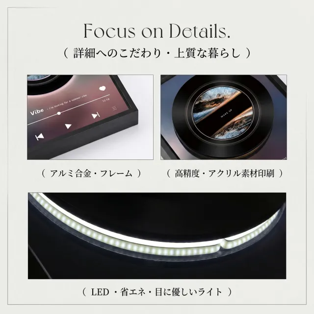 Bluetoothスピーカー ワイヤレススピーカー Bluetooth5.3対応 TFカード再生 タッチ操作 白色雑音 睡眠サポート LEDムードライト レコード風デザイン ポータブルスピーカー 高音質 コンパクト おしゃれ 卓上 インテリア アルミ合金 ギフト対応 音楽再生_4