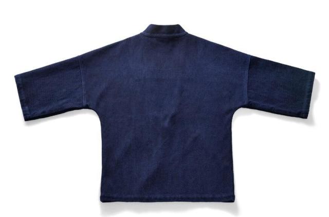 天然藍 インディゴ カバーオール 日本製生地 刺し子 13oz 半纏 褞袍 剣道着 ワークジャケット ハンドメイド 藍染_7