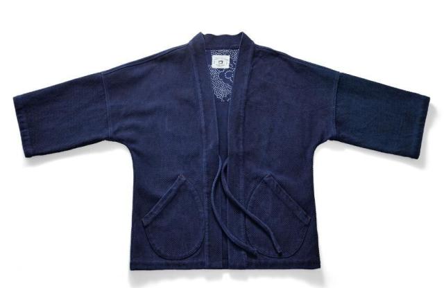 天然藍 インディゴ カバーオール 日本製生地 刺し子 13oz 半纏 褞袍 剣道着 ワークジャケット ハンドメイド 藍染_8