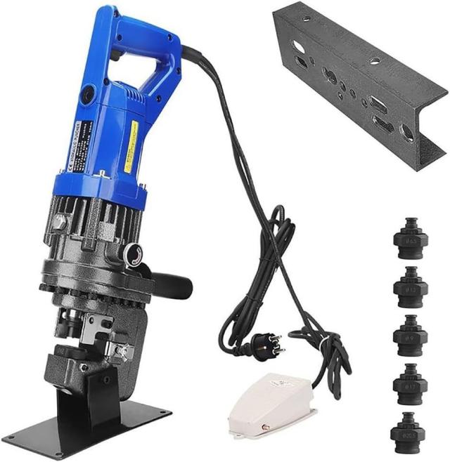 電動油圧パンチャー 10t 強力 パンチダイ5種付 φ6.5〜20.5mm 1200W AC100V 鉄板 鋼板 110v 山形鋼対応 油圧式 パンチ 穴あけ工具