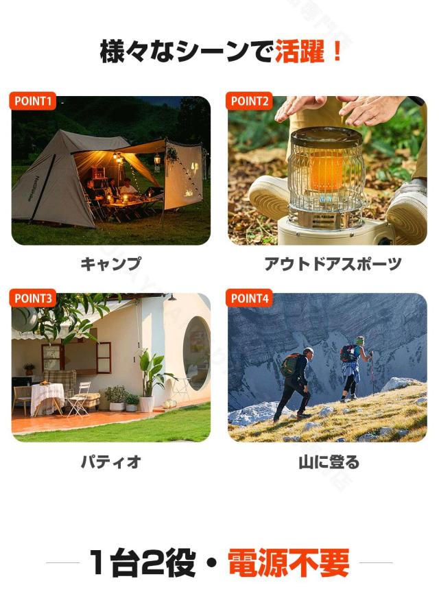 ガスヒーター 2.0kw 電源不要! 【速暖・持ち運びやすい】カセットガスヒーター 熱量調節 丸形ガスヒーターストーブ 無煙携帯 停電対策 災害用品 節電対策 防寒防災用品 屋内外両用 置ける 1台2役 暖炉キャンプ用品 ガスヒーター 防災釣り旅行用 多機能 カセットガスストーブ