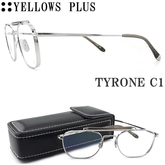 イエローズプラス YELLOWS PLUS メガネ TYRONE C-1 眼鏡 クラシック 伊達メガネ 度付き シルバー メンズ・レディース 男性 女性 日本製