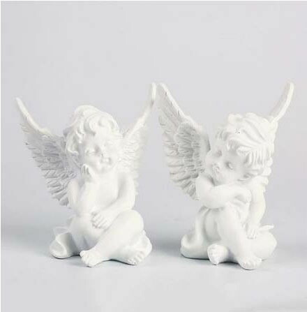 2人の、白い子どもの天使 ケルビム彫像 白天使の置物 2体（点）ホームデコレーション装飾ﾌﾟﾚｾﾞﾝﾄ 贈り物（輸入品)