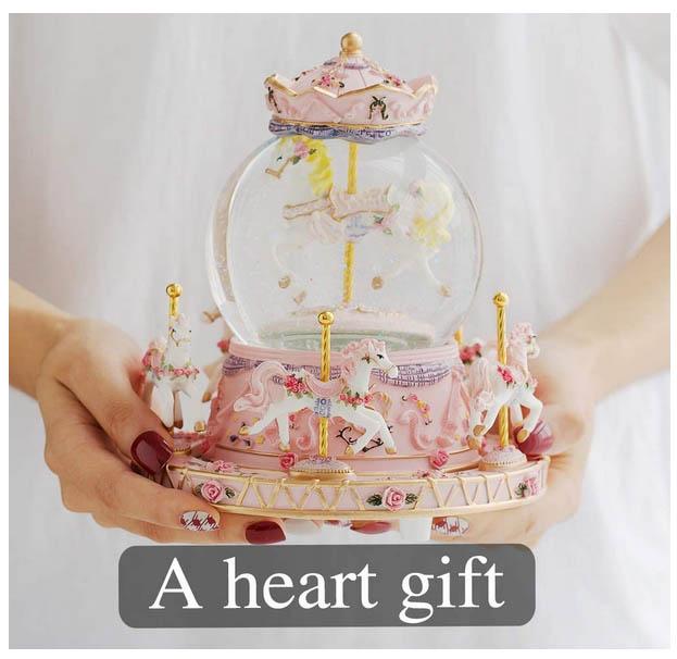 カルーセル(回転木馬) オルゴール 色が変わる LED ライト ミュージカル スノーグローブ（輸入品_6