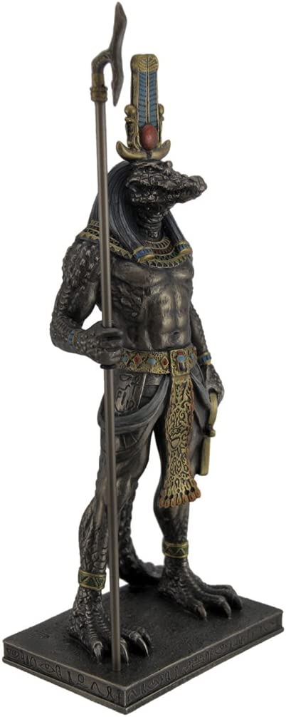 古代エジプト クロコダイル ナイルの神 セベク神 ブロンズ風仕上げ彫像 ナイル川 ピラミッド 神殿 インテリア（輸入品)_1