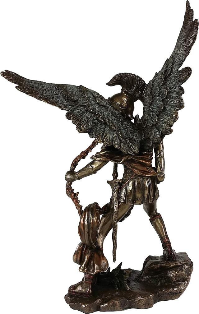 クロスボウを持った、大天使聖ウリエル彫像 ブロンズ風彫刻 エンジェル高さ約24cm(輸入品_1