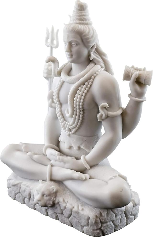 即納！蓮のポーズで瞑想する、シヴァ神彫像 - 悪、無知、死を破壊するヒンズー教の神 (輸入品