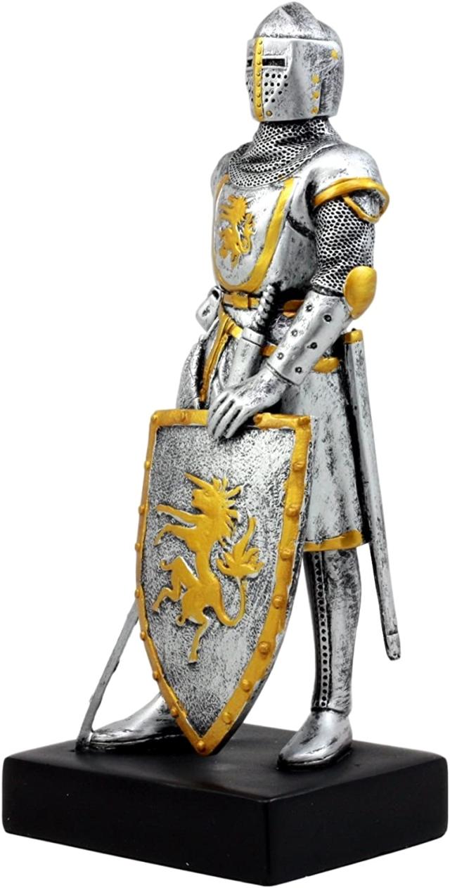 シルバーカラー フランス騎士デザイン 起立彫像 彫刻/ Silver Colored French Knight Design Standing Statue in Full Armor（輸入品）_2