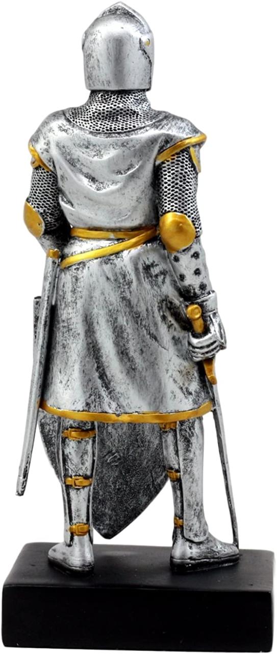 シルバーカラー フランス騎士デザイン 起立彫像 彫刻/ Silver Colored French Knight Design Standing Statue in Full Armor（輸入品）_3