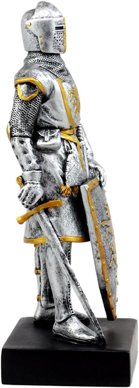 シルバーカラー フランス騎士デザイン 起立彫像 彫刻/ Silver Colored French Knight Design Standing Statue in Full Armor（輸入品）_4