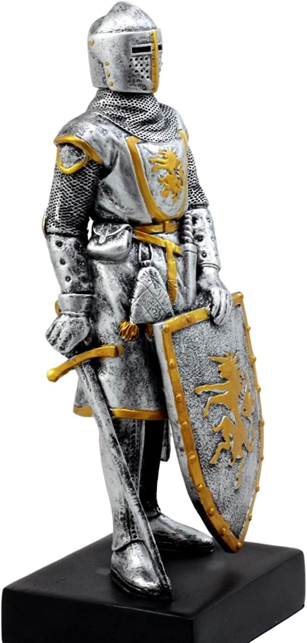 シルバーカラー フランス騎士デザイン 起立彫像 彫刻/ Silver Colored French Knight Design Standing Statue in Full Armor（輸入品）_5