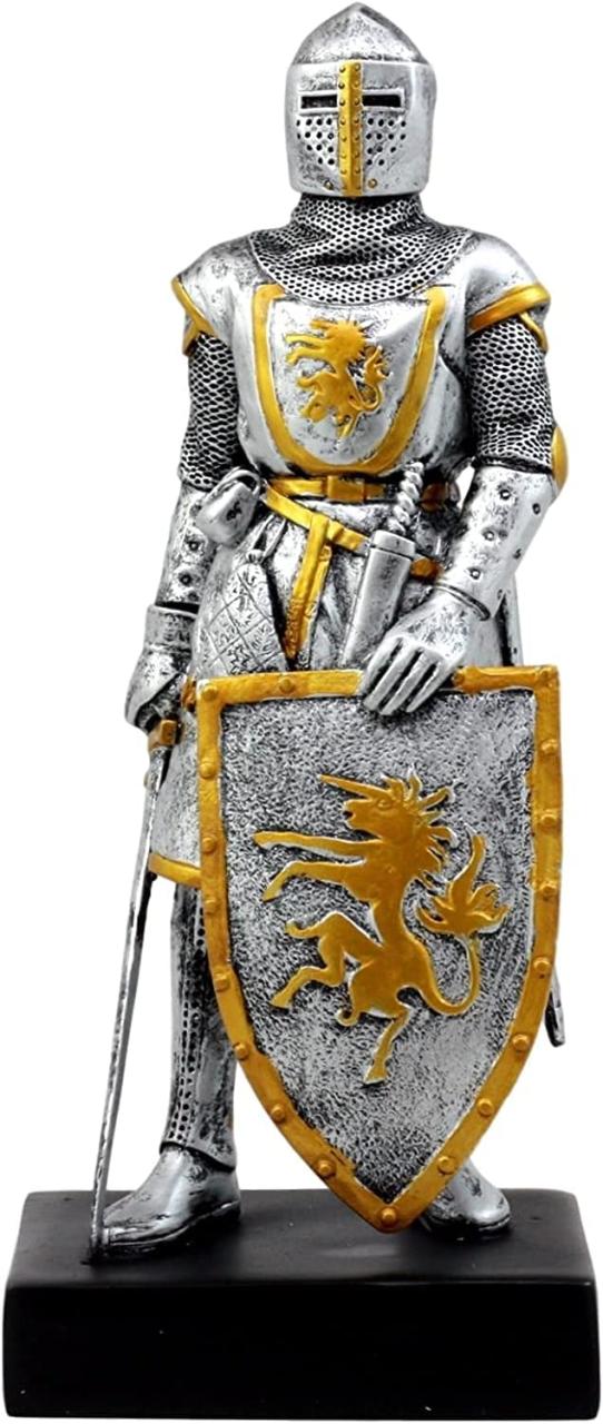 シルバーカラー フランス騎士デザイン 起立彫像 彫刻/ Silver Colored French Knight Design Standing Statue in Full Armor（輸入品）_6
