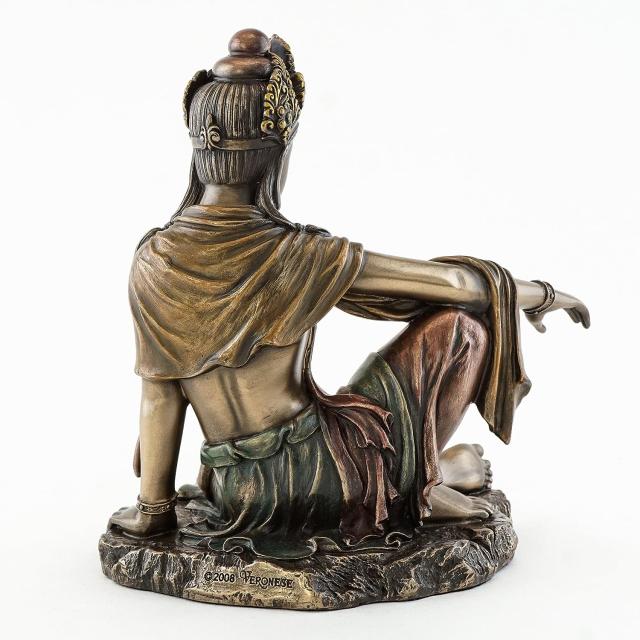 即日納品！トップコレクション製 水月観音彫像 高さ 約17.2cm 慈悲の女神仏像 観音菩薩 彫刻 ブロンズ風装飾 贈り物 輸入品_1