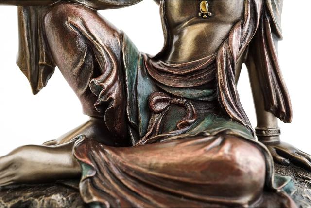 即日納品！トップコレクション製 水月観音彫像 高さ 約17.2cm 慈悲の女神仏像 観音菩薩 彫刻 ブロンズ風装飾 贈り物 輸入品_4