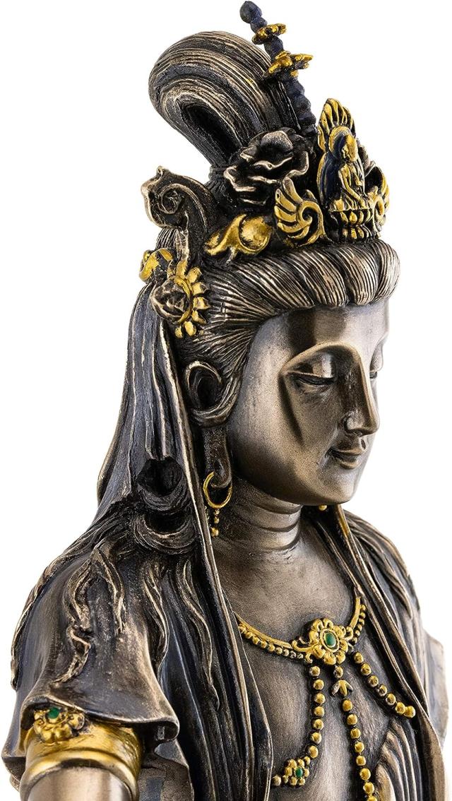 即日納品！トップコレクション製水月観音彫像高さ約17.2cm慈悲の