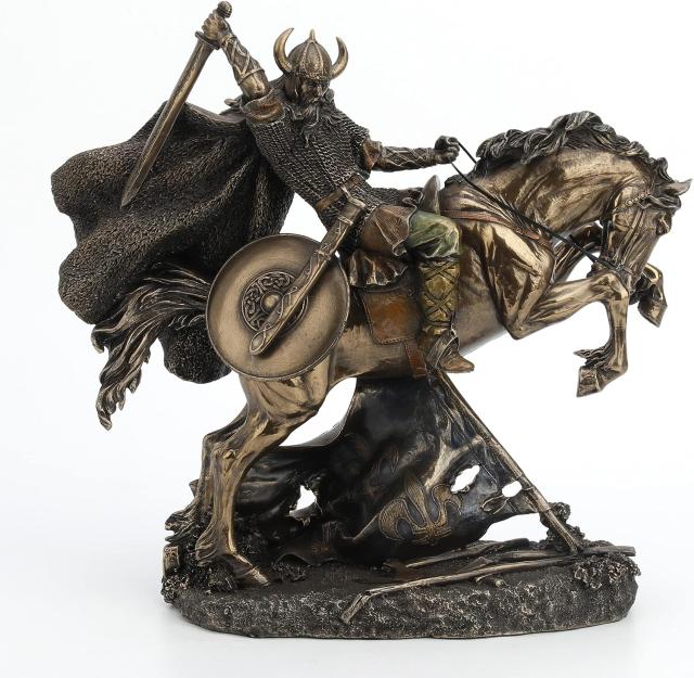 馬に乗った北欧のバイキング戦士 ヴァイキング彫像フィギュア ブロンズ