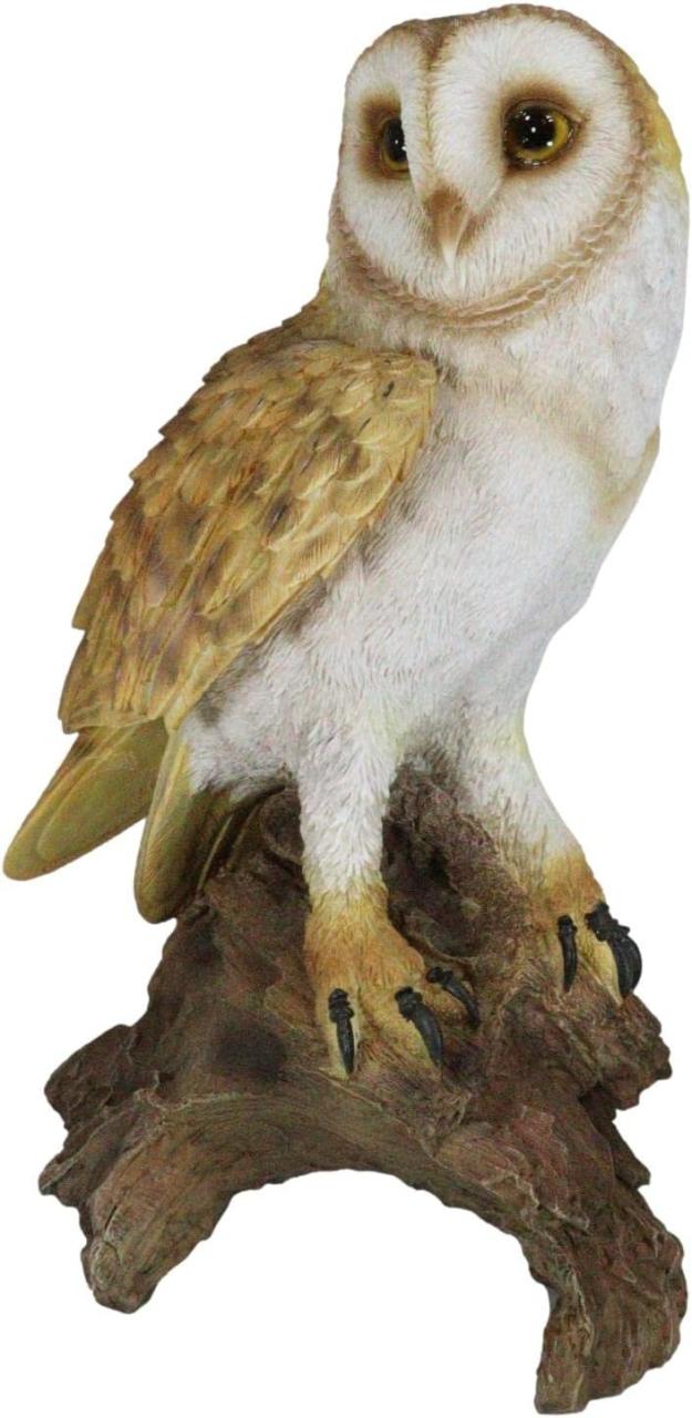 リアルな自然野生生物 木の切り株にとまるメンフクロウ彫像 ガラスの目置物彫刻 カフェ 贈り物 輸入品_2