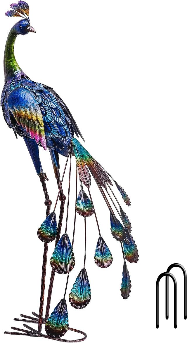 メタル装飾 立っているピーコック（孔雀） アートガーデン彫刻装飾 ポーチ パティオ 芝生デコレーション装飾彫像/新築祝い贈り物（輸入品）_8