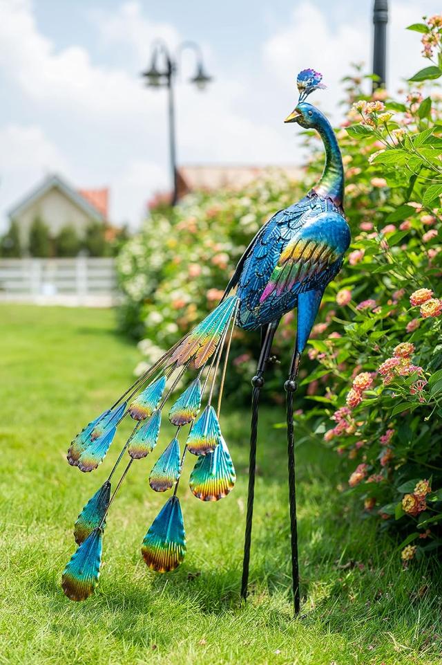 メタル装飾 立っているピーコック（孔雀） アートガーデン彫刻装飾 ポーチ パティオ 芝生デコレーション装飾彫像/新築祝い贈り物（輸入品）_9