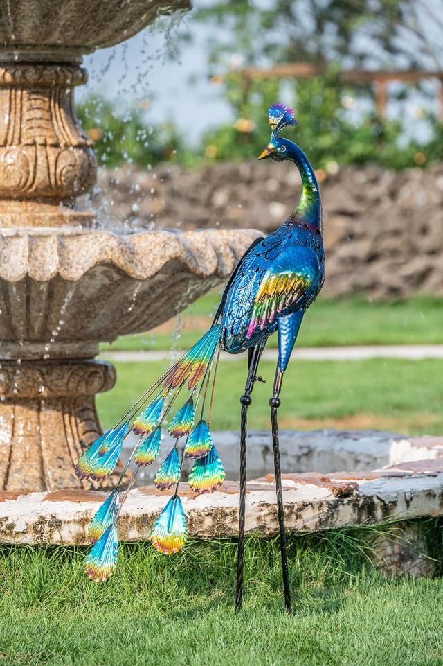メタル装飾 立っているピーコック（孔雀） アートガーデン彫刻装飾 ポーチ パティオ 芝生デコレーション装飾彫像/新築祝い贈り物（輸入品）_10