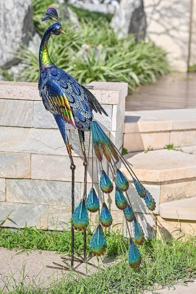 メタル装飾 立っているピーコック（孔雀） アートガーデン彫刻装飾 ポーチ パティオ 芝生デコレーション装飾彫像/新築祝い贈り物（輸入品）_12