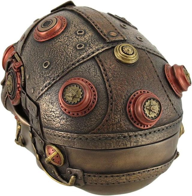スチームパンク風 レザーテクスチャー スカル（頭蓋骨）小物箱 彫像 彫刻/ サンタ・ムエルテ グリムリーパー プレゼント贈り物（輸入品_8