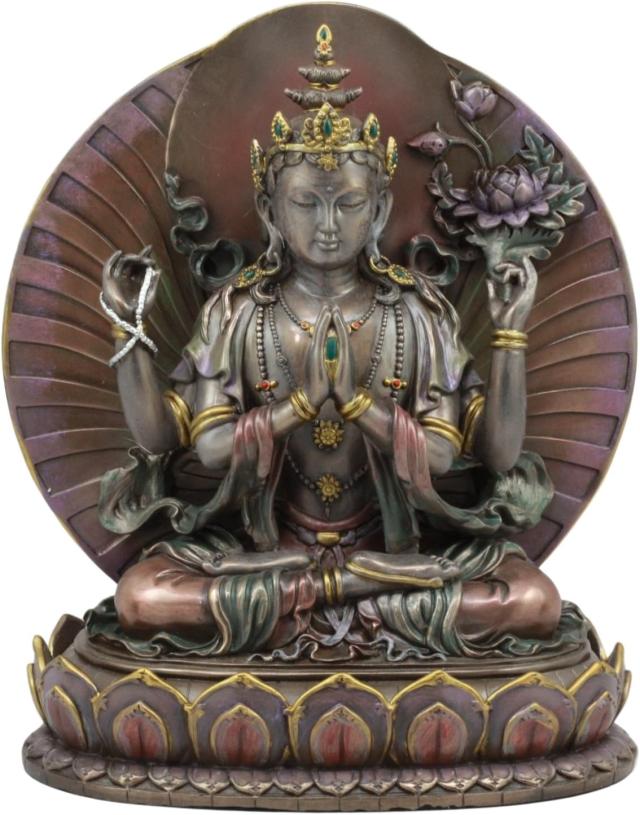 聖観音菩薩仏像-高さ 約25ｃｍブロンズ風彫像 彫刻/ 大乗仏教 曼荼羅 六観音 1面2臂 衆生救済 大慈の観音 プレゼント贈り物（輸入品_1