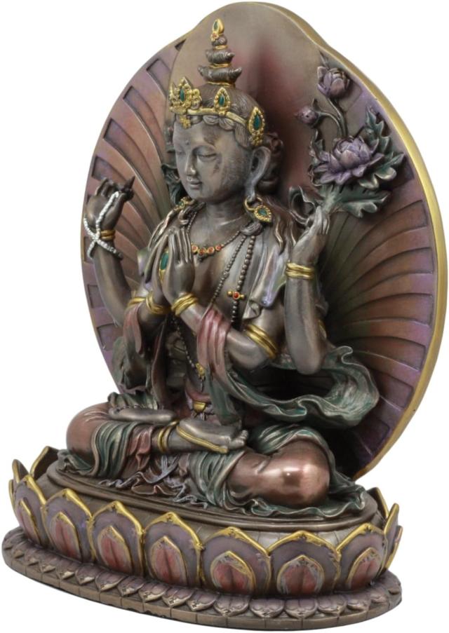 聖観音菩薩仏像-高さ 約25ｃｍブロンズ風彫像 彫刻/ 大乗仏教 曼荼羅 六観音 1面2臂 衆生救済 大慈の観音 プレゼント贈り物（輸入品_2
