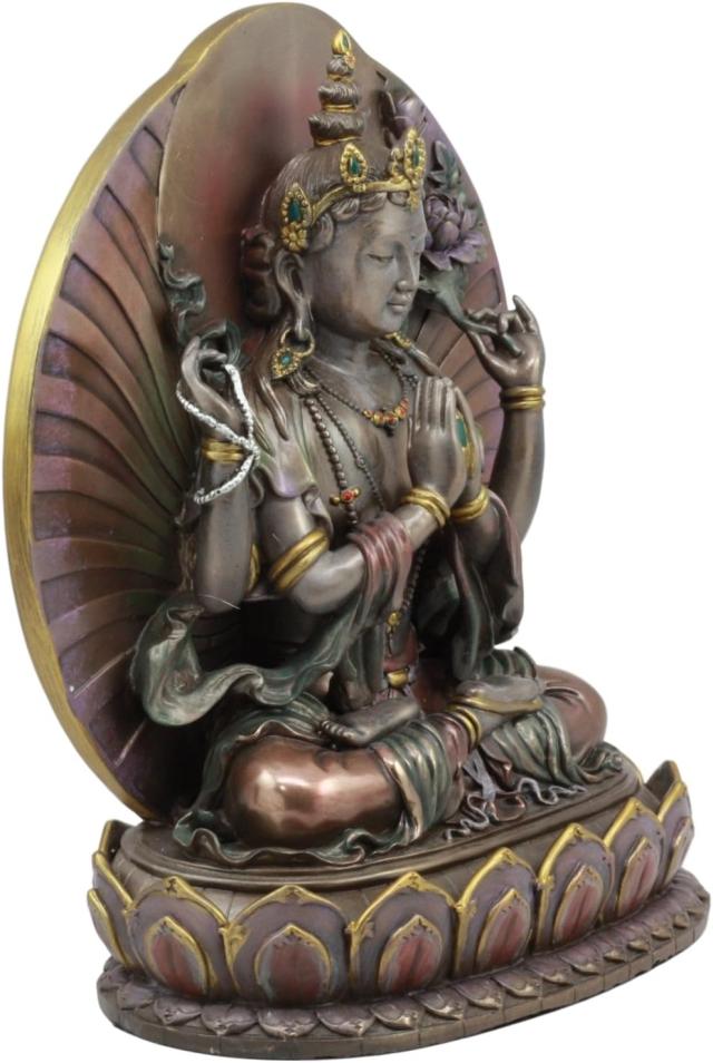 聖観音菩薩仏像-高さ 約25ｃｍブロンズ風彫像 彫刻/ 大乗仏教 曼荼羅 六観音 1面2臂 衆生救済 大慈の観音 プレゼント贈り物（輸入品_3