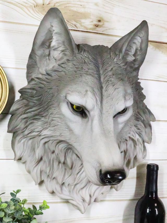 ウルフ レムス（ローマ伝説）灰色オオカミ 頭部彫像/`ガーデニング 玄関エントランス装飾 動物カフェ 新築祝い プレゼント 贈り物（輸入版_10