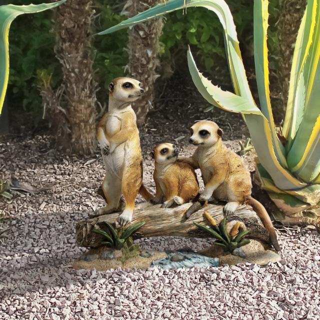 三匹のミーアキャット彫像 ガーデン彫刻置物/ 動物園 ナミビア砂漠 ボツワナ サバンナ ゲーデニング 芝生 庭園 新築祝いプレゼント[輸入品_2