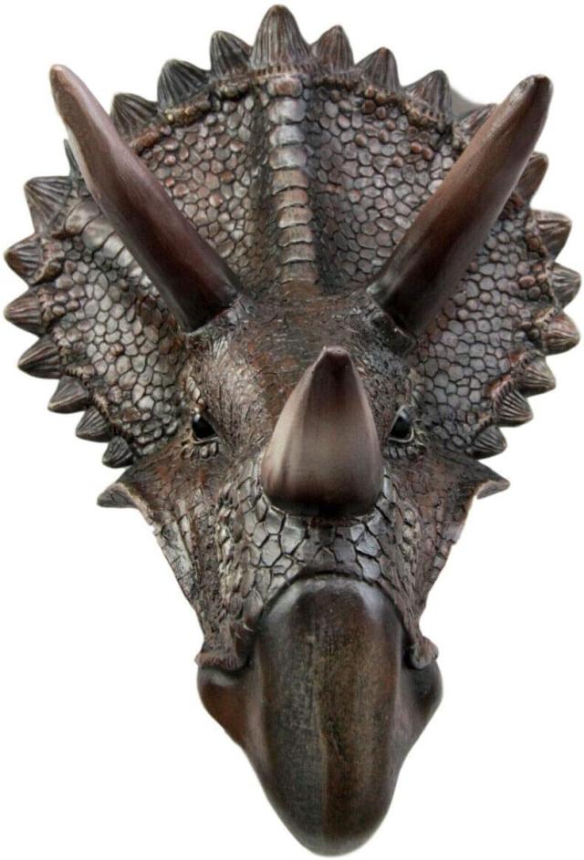恐竜のトリケラトプス　頭部（トロフィー ）の彫刻　彫像　角竜類 恐竜 プレゼント 贈り物/（輸入品）_1