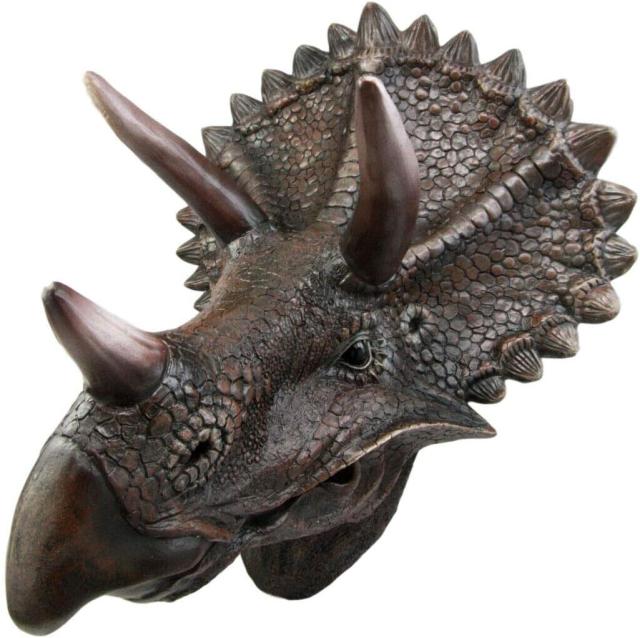 恐竜のトリケラトプス　頭部（トロフィー ）の彫刻　彫像　角竜類 恐竜 プレゼント 贈り物/（輸入品）_2