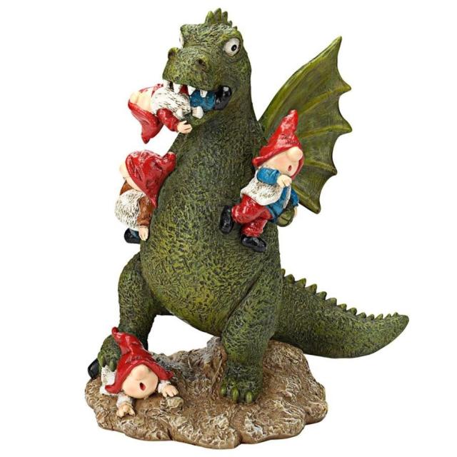 ドラゴンはガーデンノームを捕まえてゆく黙示録彫像アクセント置物