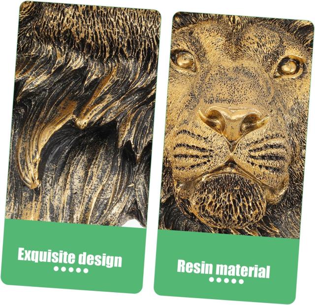 模造銅風ライオンヘッドウォールアート壁装飾胸像壁掛け工芸品頭彫刻動物ホーム装飾オーナメント書斎寝室贈り物輸入品_5