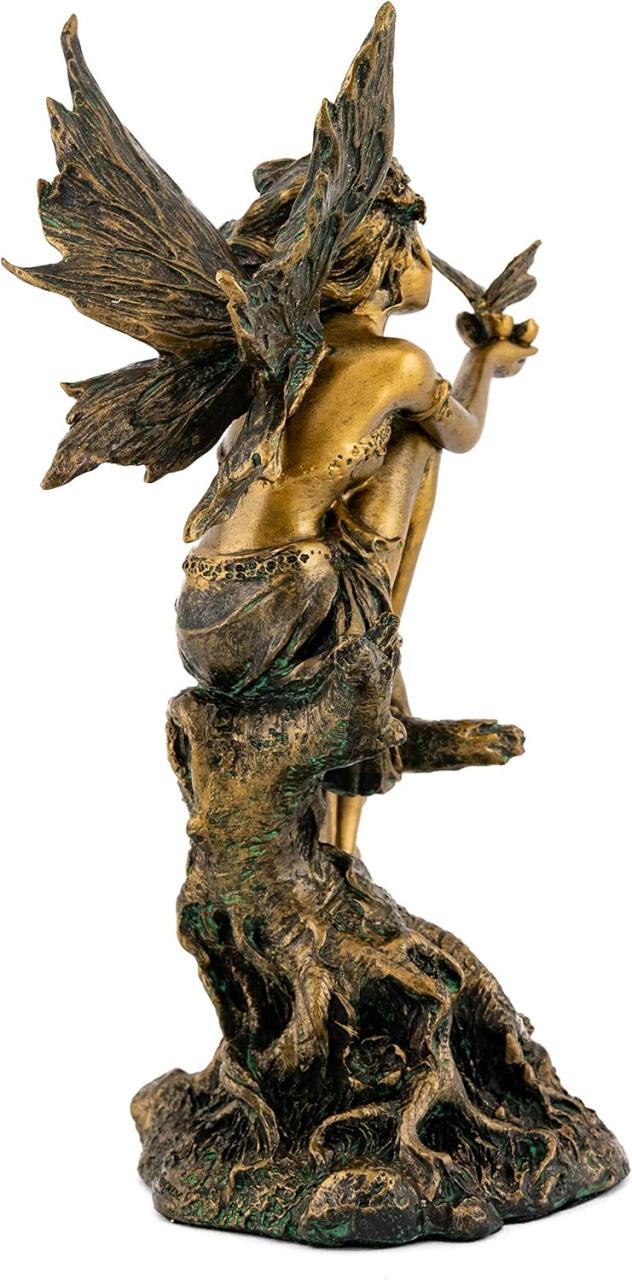 フォレストフェアリー 森の妖精 彫像 アンティークブロンズ風 彫像 高さ約20ｃｍ/ Forest Fairy & Butterfly Statue (輸入品_5