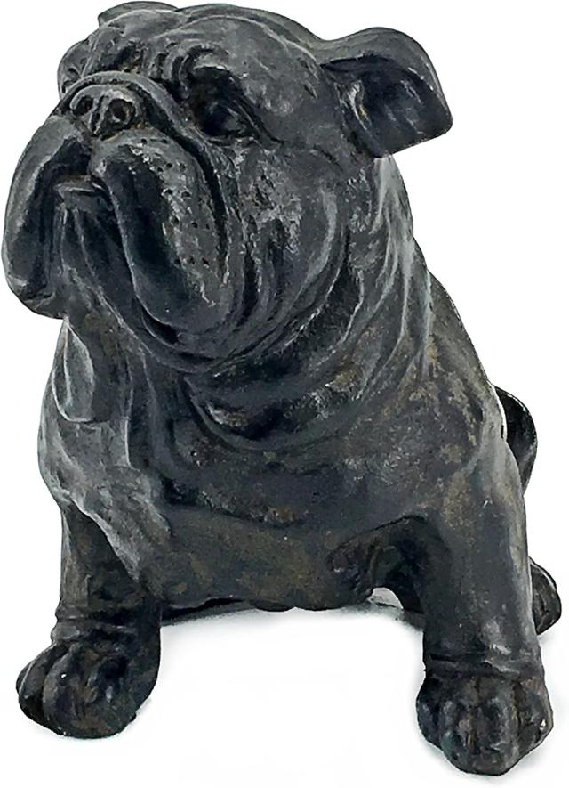 お座りするブルドッグ像ヴィンテージ風アンティーク調犬置物彫刻ファームハウス動物彫刻輸入品_1