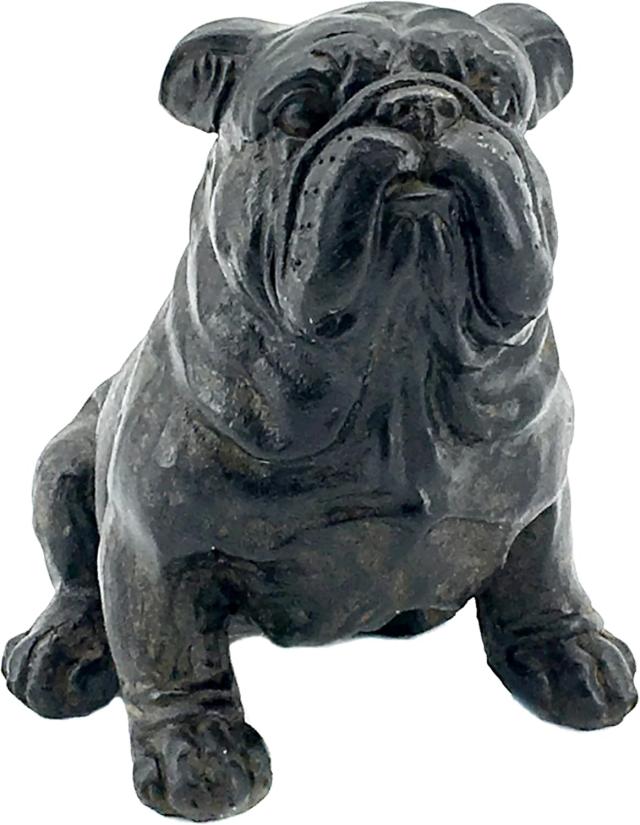 お座りするブルドッグ像ヴィンテージ風アンティーク調犬置物彫刻ファームハウス動物彫刻輸入品_2