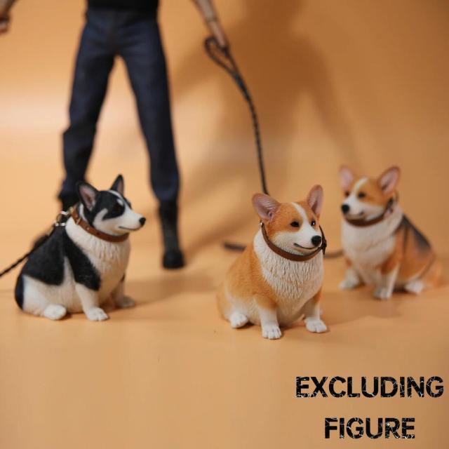 1/6サイズ太っちょ ブラック＆ホワイト色のウェルシュ・コーギー・ペンブローク犬リアルフィギュア犬動物彫像置物イヌ好き輸入品JXK-140B_5