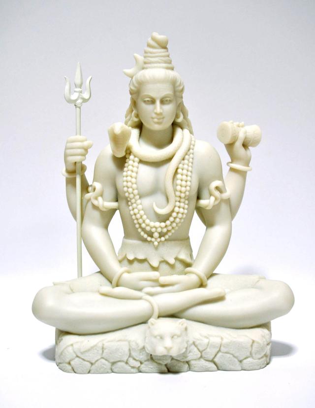 即納！蓮のポーズで瞑想する、シヴァ神彫像 - 悪、無知、死を破壊するヒンズー教の神 (輸入品