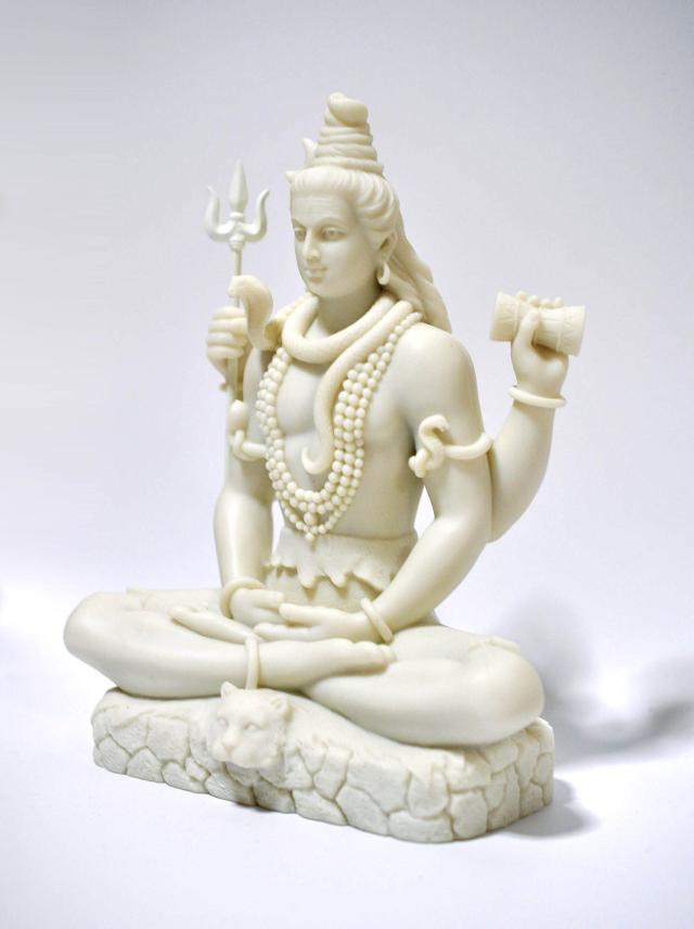 即納！蓮のポーズで瞑想する、シヴァ神彫像 - 悪、無知、死を破壊するヒンズー教の神 (輸入品