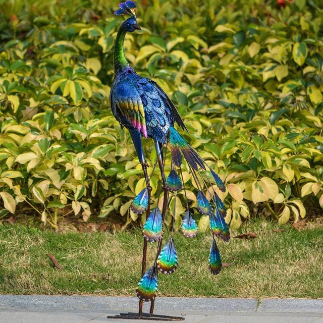 メタル装飾 立っているピーコック（孔雀） アートガーデン彫刻装飾 ポーチ パティオ 芝生デコレーション装飾彫像/新築祝い贈り物（輸入品）_1