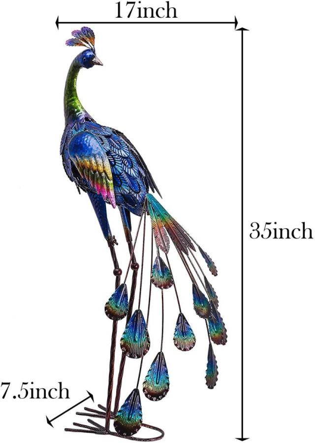 メタル装飾 立っているピーコック（孔雀） アートガーデン彫刻装飾 ポーチ パティオ 芝生デコレーション装飾彫像/新築祝い贈り物（輸入品）_4