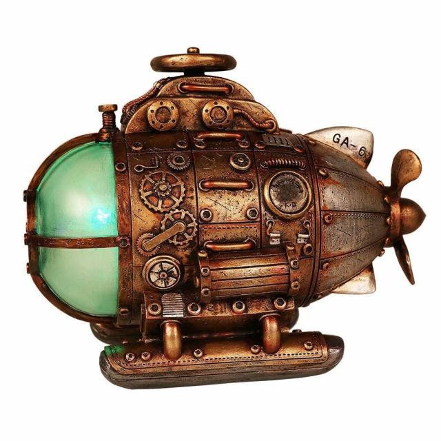 スチームパンク風 ノーチラスエクス号 サブマリン(潜水艦) コレクティブル ファンタジー置物 変化するLEDライト付き 彫像 彫刻（輸入品）_1