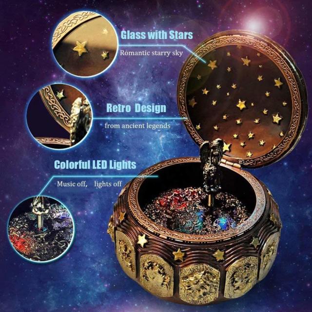 LEDライトがきらめく、12座の星座の女神が回転する、ビンテージ風オルゴール　12星座の贈物 メカニズム・オルゴール 装飾 彫像(輸入品)_2