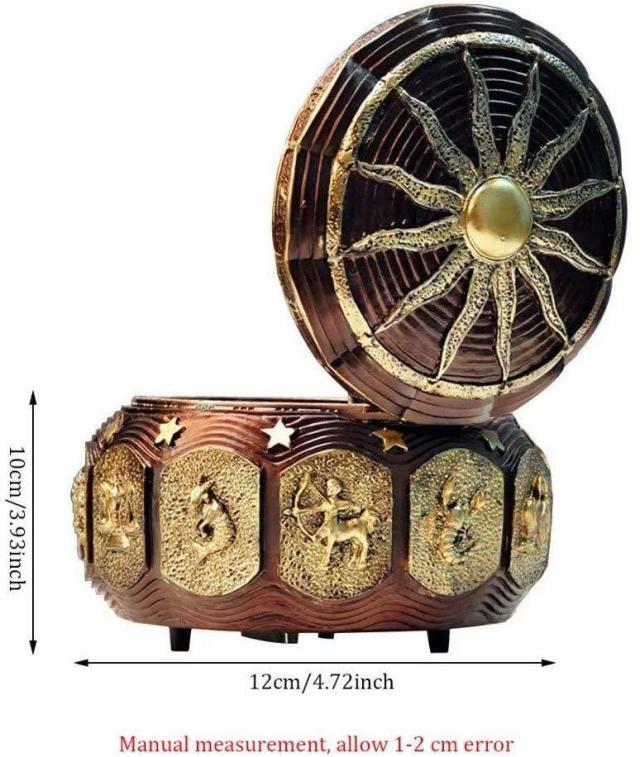 LEDライトがきらめく、12座の星座の女神が回転する、ビンテージ風オルゴール　12星座の贈物 メカニズム・オルゴール 装飾 彫像(輸入品)_5